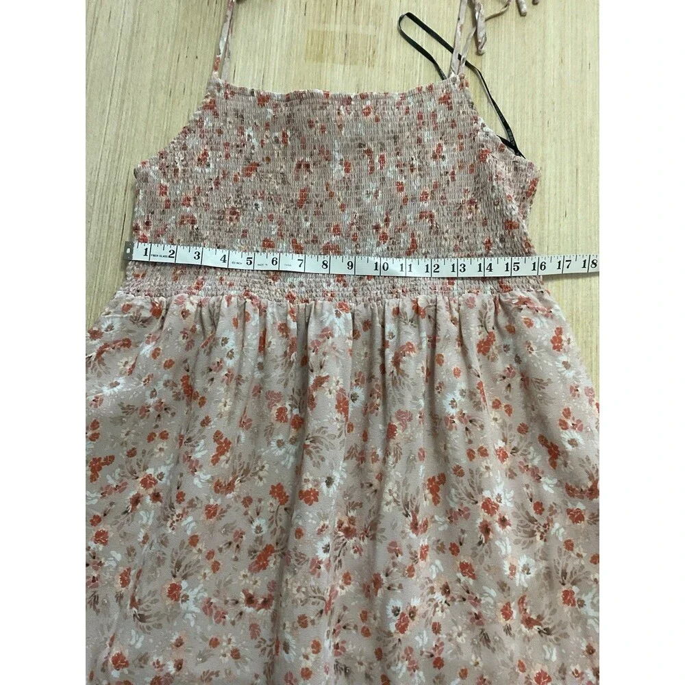 Forever 21 Smocked Spaghetti Straps Floral Pink Orange Plus Size 2X Sun Dress - Picture 3 of 9